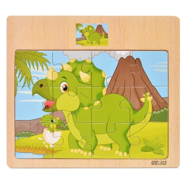 Houten puzzel triceratops